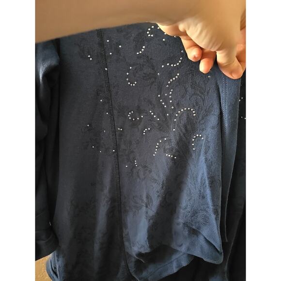 Live and Let Live Blue Open Front Rhinestone Cardigan Sweater Womans Size 3X - Picture 3 of 5
